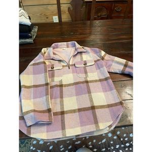 Cotton Bleu Size Small Lavender Plaid Pullover Shacket